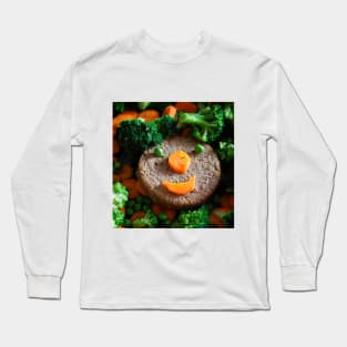 Smiling Veggie Burger Long Sleeve T-Shirt